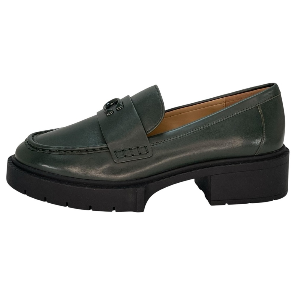 COACH Leah Amazon Green Leather Chunky Sole Womens Loafers Size 6.5B - Picture 3 of 12